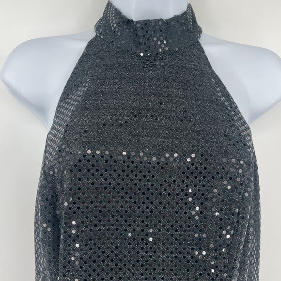 Vtg Y2K Roberta Sequin Formal Dress 9/10 Hoco Prom Halter Gala Halter 90s Goth - Picture 2 of 11